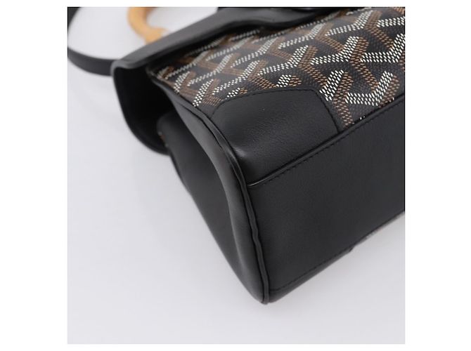 Borsa a mano GOYARD Herringbone Saigon PVC 2way Nero Argento Auth 203151SM - vista 13