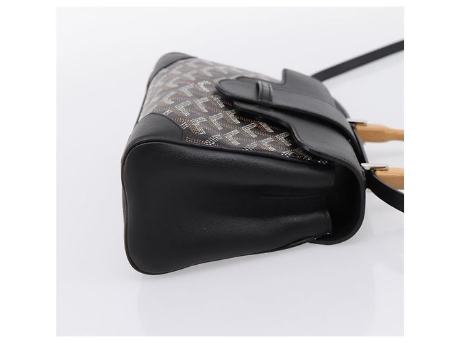 Borsa a mano GOYARD Herringbone Saigon PVC 2way Nero Argento Auth 203151SM - vista 5