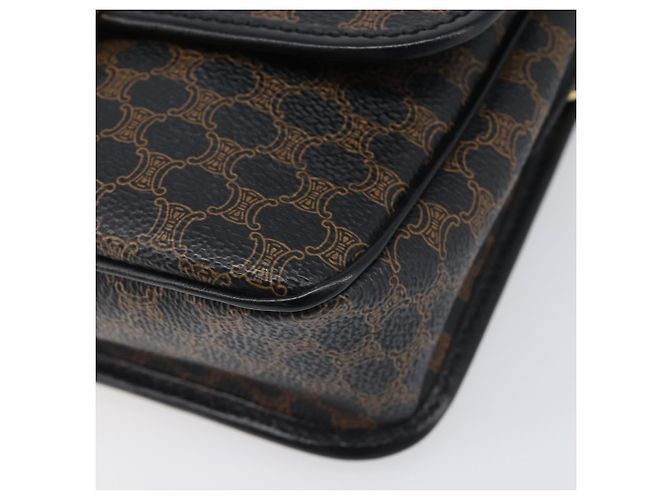 Céline Borsa a mano circolare CELINE Macadam Canvas PVC Pelle Nero Oro Auth 203016 D'oro - Ansicht 10