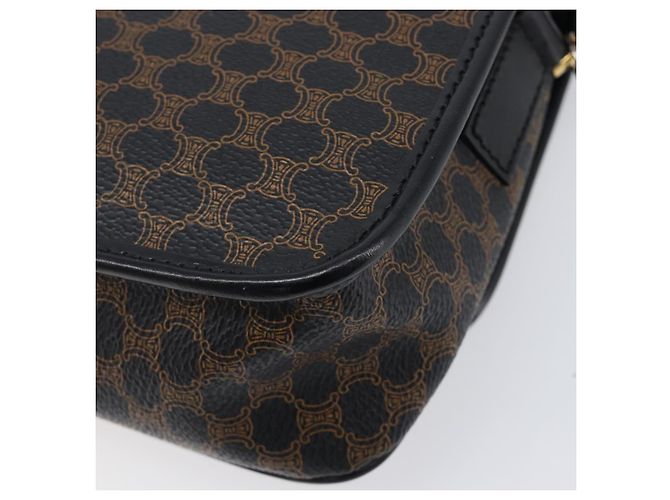 Céline Borsa a mano circolare CELINE Macadam Canvas PVC Pelle Nero Oro Auth 203016 D'oro - Ansicht 12