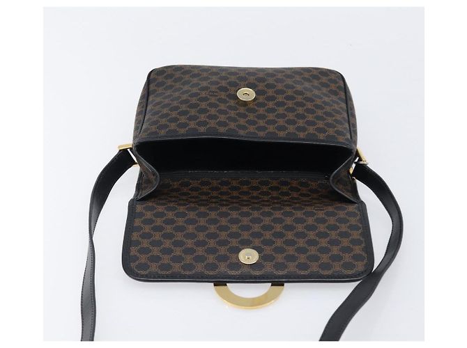Céline Borsa a mano circolare CELINE Macadam Canvas PVC Pelle Nero Oro Auth 203016 D'oro - Ansicht 15