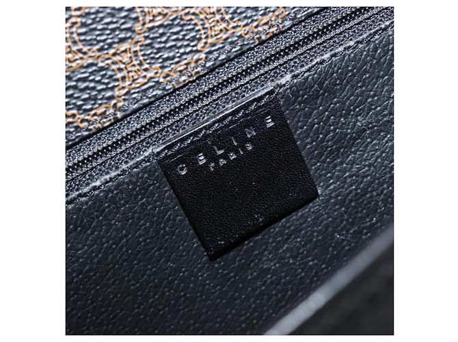 Céline Borsa a mano circolare CELINE Macadam Canvas PVC Pelle Nero Oro Auth 203016 D'oro - Ansicht 16