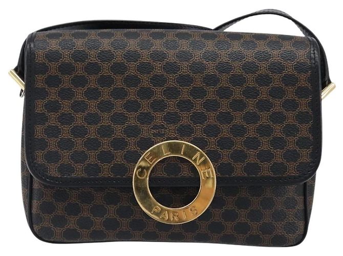 Céline Borsa a mano circolare CELINE Macadam Canvas PVC Pelle Nero Oro Auth 203016 D'oro - Ansicht 2