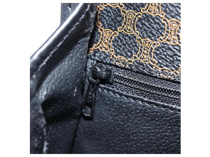 Céline Borsa a mano circolare CELINE Macadam Canvas PVC Pelle Nero Oro Auth 203016 D'oro - Ansicht 20