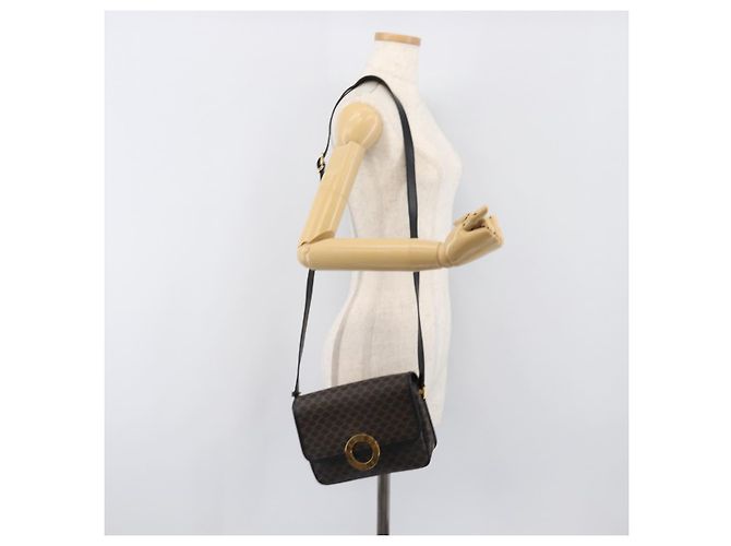 Céline Borsa a mano circolare CELINE Macadam Canvas PVC Pelle Nero Oro Auth 203016 D'oro - Ansicht 23