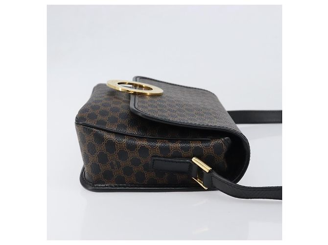 Céline Borsa a mano circolare CELINE Macadam Canvas PVC Pelle Nero Oro Auth 203016 D'oro - Ansicht 4