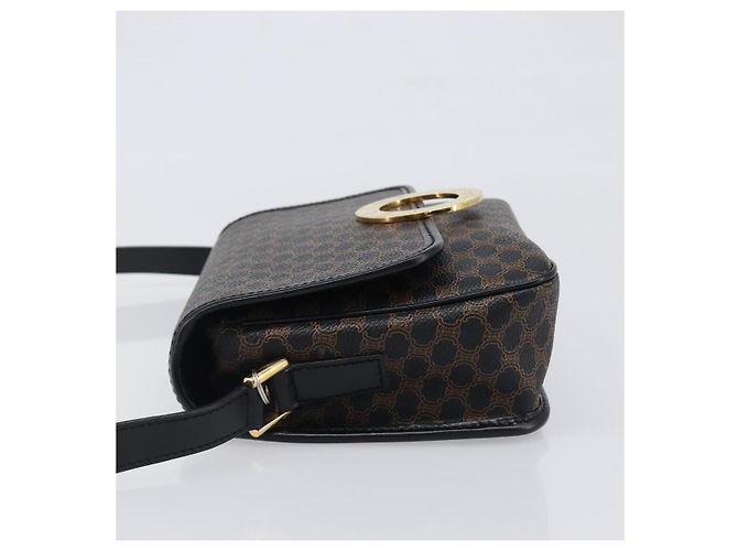 Céline Borsa a mano circolare CELINE Macadam Canvas PVC Pelle Nero Oro Auth 203016 D'oro - Ansicht 5