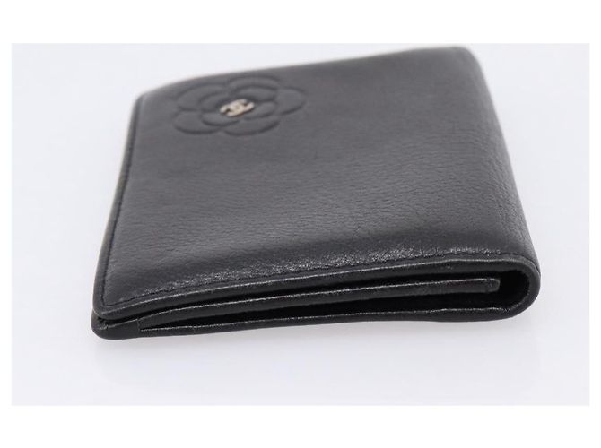 CHANEL Tarjetero Camelia en piel de becerro negro CC Auth 203316A - vista 6