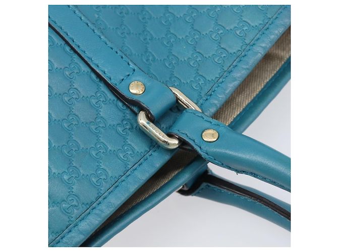 GUCCI Micro GG Canvas Guccissima Outlet Turquoise Blue 449647 Auth 200684A D'oro Turchese - vista 10