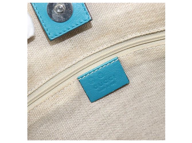 GUCCI Micro GG Canvas Guccissima Outlet Turquoise Blue 449647 Auth 200684A D'oro Turchese - vista 18