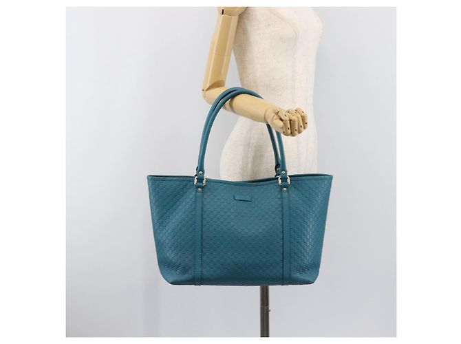 GUCCI Micro GG Canvas Guccissima Outlet Turquoise Blue 449647 Auth 200684A D'oro Turchese - vista 25