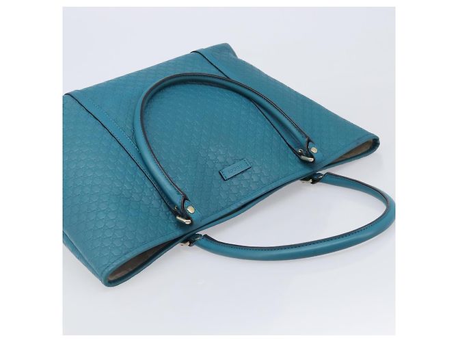 GUCCI Micro GG Canvas Guccissima Outlet Turquoise Blue 449647 Auth 200684A D'oro Turchese - vista 6