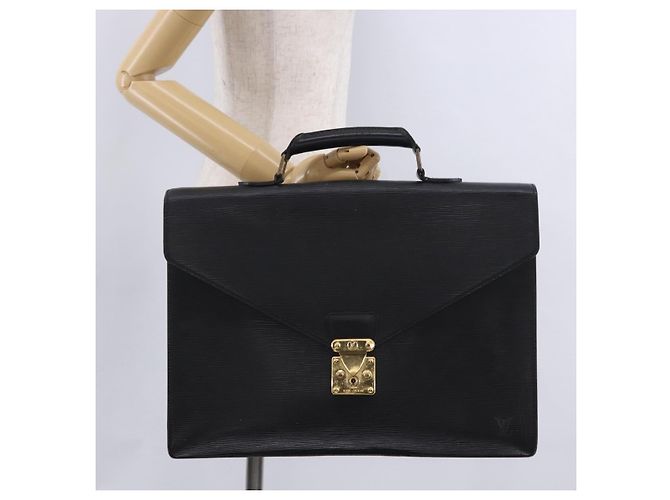 LOUIS VUITTON Epi Serviette Conseiller Briefcase Black M54422 LV Auth 199491 Nero - vista 26
