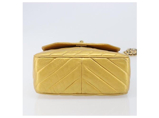 Borsa a tracolla con catena CHANEL in pelle Gold CC Auth 200713 D'oro - vista 10