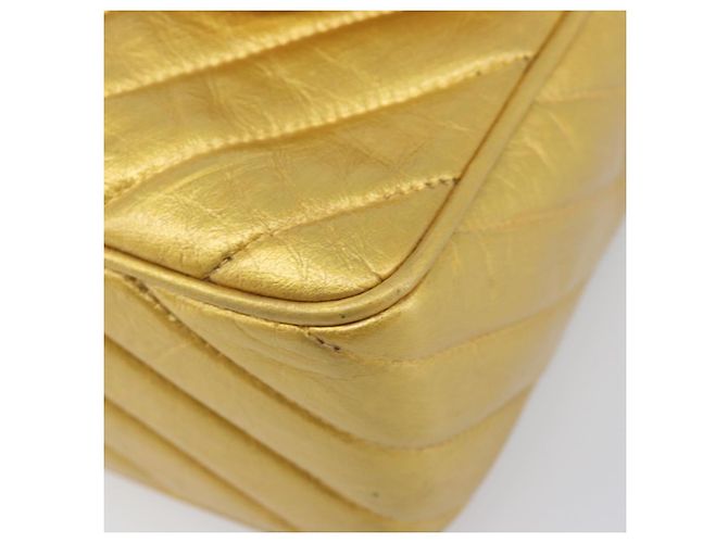 Borsa a tracolla con catena CHANEL in pelle Gold CC Auth 200713 D'oro - vista 11