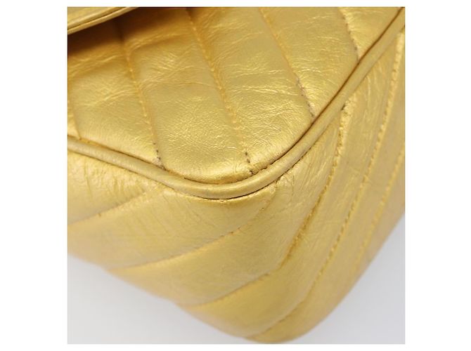 Borsa a tracolla con catena CHANEL in pelle Gold CC Auth 200713 D'oro - vista 12