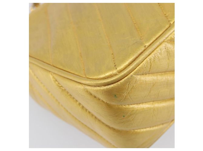 Borsa a tracolla con catena CHANEL in pelle Gold CC Auth 200713 D'oro - vista 14