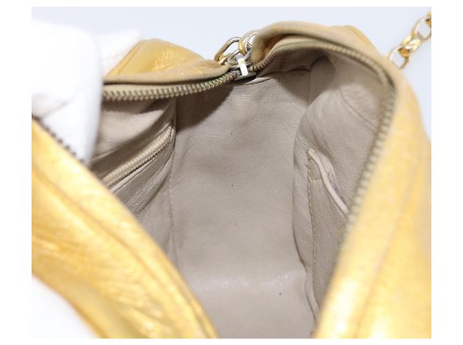 Borsa a tracolla con catena CHANEL in pelle Gold CC Auth 200713 D'oro - vista 19