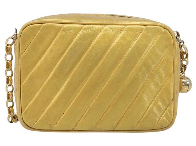Borsa a tracolla con catena CHANEL in pelle Gold CC Auth 200713 D'oro - vista 3