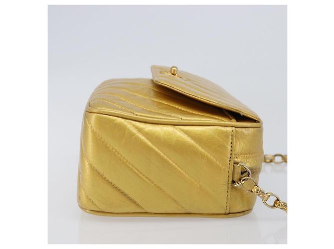 Borsa a tracolla con catena CHANEL in pelle Gold CC Auth 200713 D'oro - vista 4