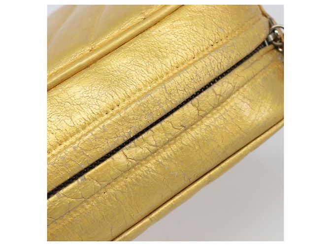Borsa a tracolla con catena CHANEL in pelle Gold CC Auth 200713 D'oro - vista 7