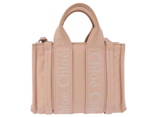 Chloé Borsa a mano Chloe Woody Small Nylon 2way Pink Gold Auth 202651A Rosa D'oro - vista 2
