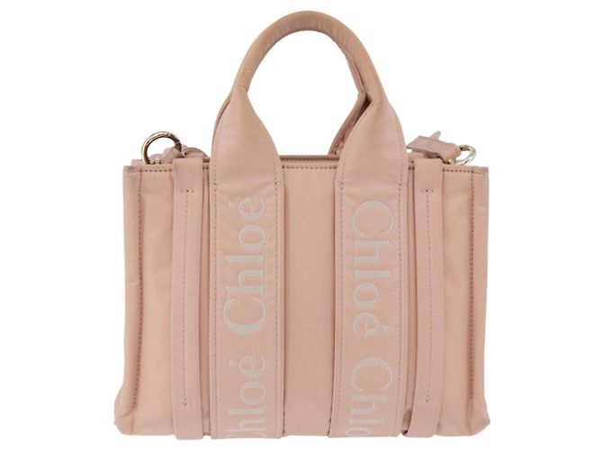 Chloé Borsa a mano Chloe Woody Small Nylon 2way Pink Gold Auth 202651A Rosa D'oro - vista 3