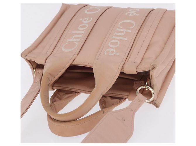 Chloé Borsa a mano Chloe Woody Small Nylon 2way Pink Gold Auth 202651A Rosa D'oro - vista 6