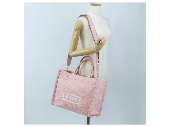 Borsa Tote VERSACE Athena Barocco tweed 2way Pink Gold Auth BA15628M Rosa D'oro - vista 28
