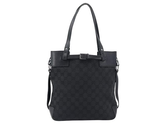 Saco Tote GUCCI GG Canvas Preto Prata 107757 Auth 200686 - vista 2