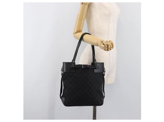 Saco Tote GUCCI GG Canvas Preto Prata 107757 Auth 200686 - vista 24