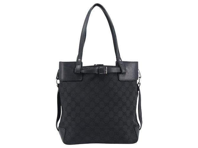 Saco Tote GUCCI GG Canvas Preto Prata 107757 Auth 200686 - vista 3