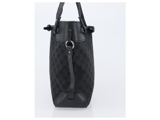 Saco Tote GUCCI GG Canvas Preto Prata 107757 Auth 200686 - vista 4