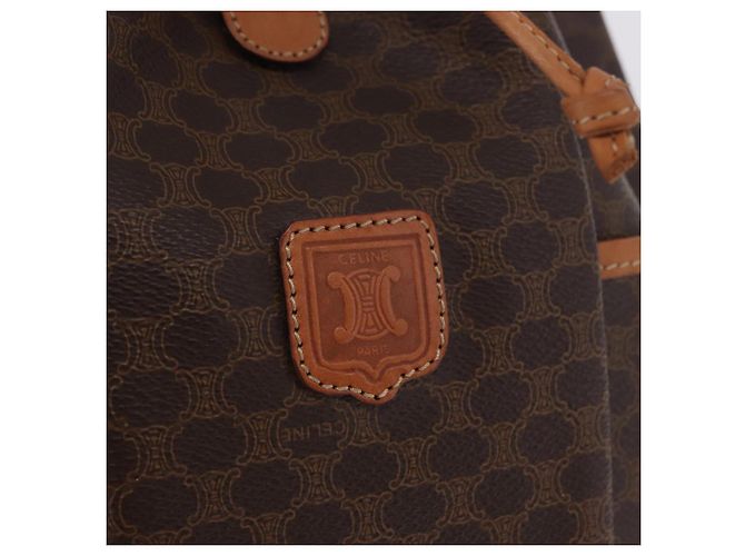 Céline Borsa a tracolla CELINE Macadam PVC Pelle Marrone Tono Oro Auth 202119A - vista 15