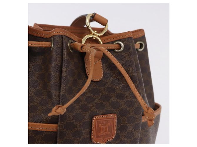 Céline Borsa a tracolla CELINE Macadam PVC Pelle Marrone Tono Oro Auth 202119A - vista 16