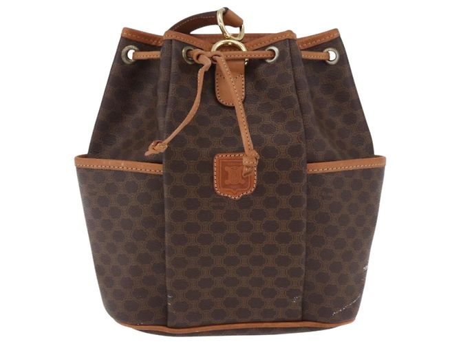 Céline Borsa a tracolla CELINE Macadam PVC Pelle Marrone Tono Oro Auth 202119A - vista 2