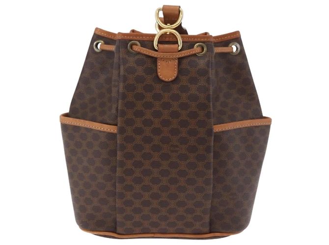 Céline Borsa a tracolla CELINE Macadam PVC Pelle Marrone Tono Oro Auth 202119A - vista 3