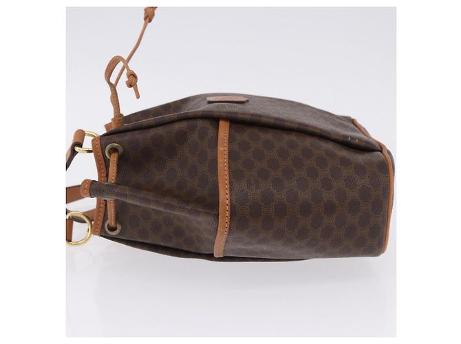 Céline Borsa a tracolla CELINE Macadam PVC Pelle Marrone Tono Oro Auth 202119A - vista 6