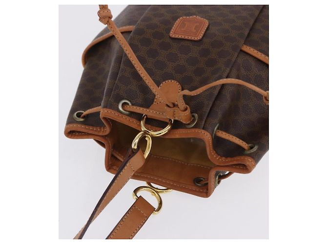 Céline Borsa a tracolla CELINE Macadam PVC Pelle Marrone Tono Oro Auth 202119A - vista 7