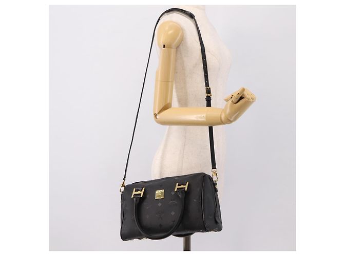 Borsa a mano MCM Vicetos Logogram PVC Leather 2way Nero Oro Auth 202886A D'oro - vista 24