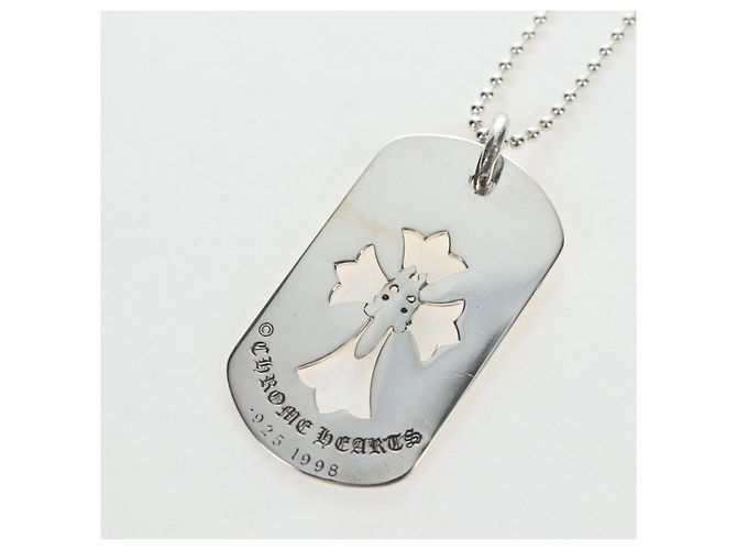 Collana Dog Tag Large Flare Dagger Chrome Hearts metallo Silver Auth mr2895SAM Argento - vista 7