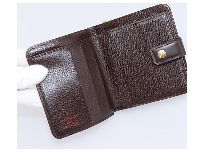 LOUIS VUITTON Damier Ebene Compact Zip Bifold Wallet N61668 LV Auth 202835 - vista 8