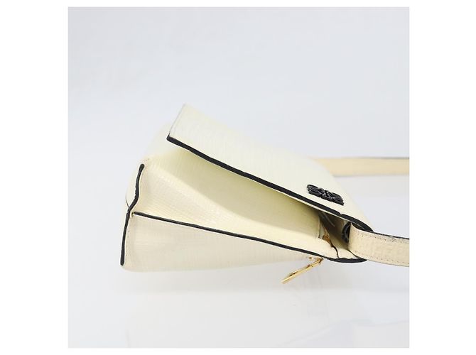 Sac à épaule LOEWE en cuir Ivory Gold Tone Auth 202298 Écru - vue 3
