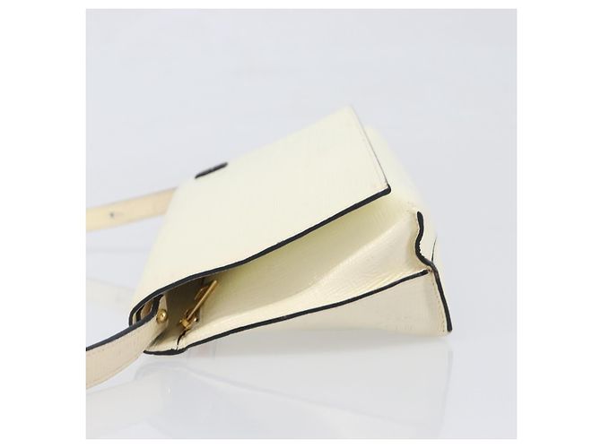 Sac à épaule LOEWE en cuir Ivory Gold Tone Auth 202298 Écru - vue 4