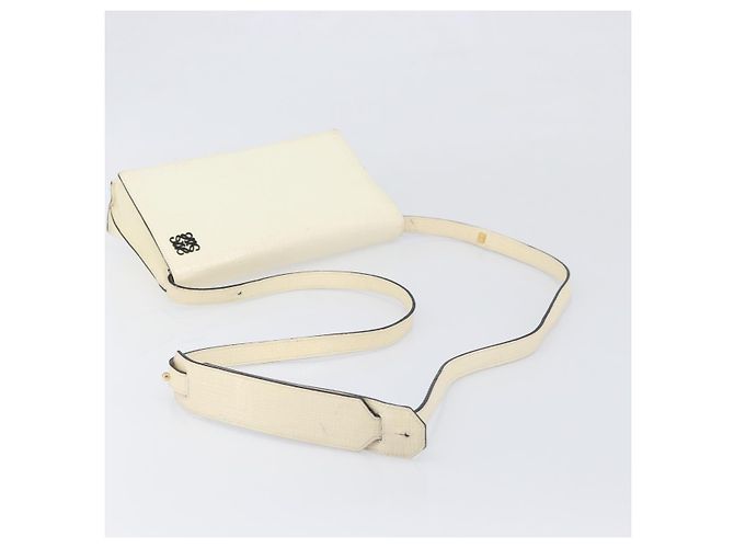 Sac à épaule LOEWE en cuir Ivory Gold Tone Auth 202298 Écru - vue 7