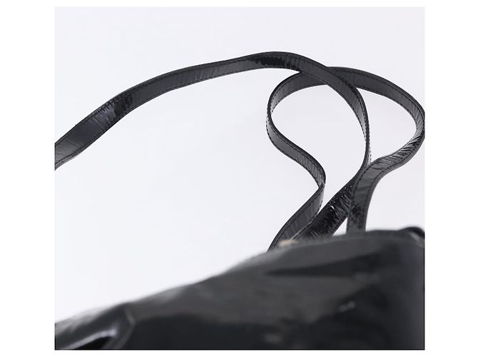 PRADA Backpack Patent Leather Black Silver Auth bs36857 Silvery - view 10