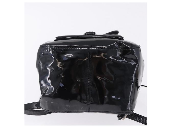 PRADA Backpack Patent Leather Black Silver Auth bs36857 Silvery - view 11