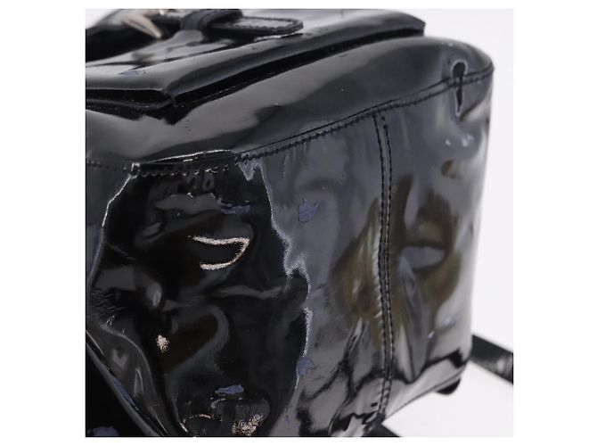 PRADA Backpack Patent Leather Black Silver Auth bs36857 Silvery - view 12