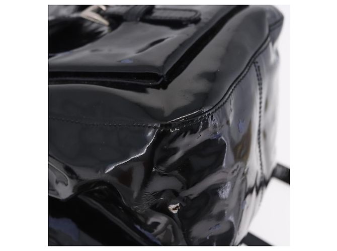 PRADA Backpack Patent Leather Black Silver Auth bs36857 Silvery - view 13