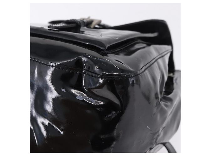 PRADA Backpack Patent Leather Black Silver Auth bs36857 Silvery - view 14